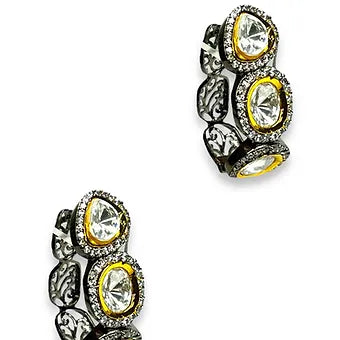 Oval Kundan Hoops