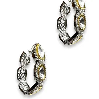 Oval Kundan Hoops