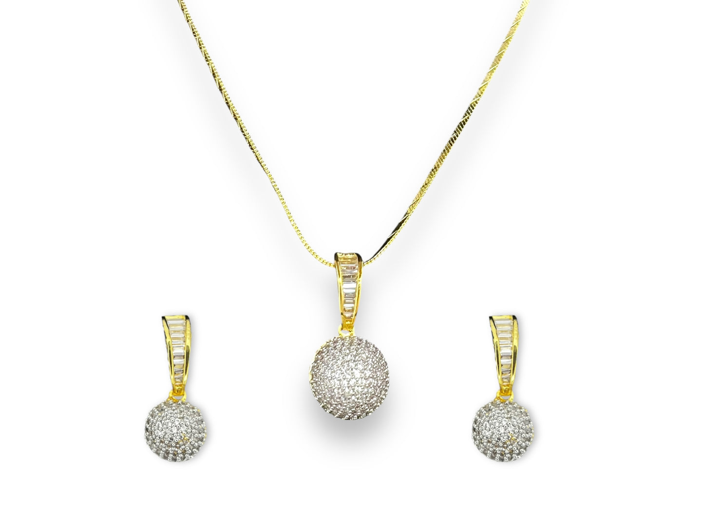 Zirconia Crystal Ball Pendant Set