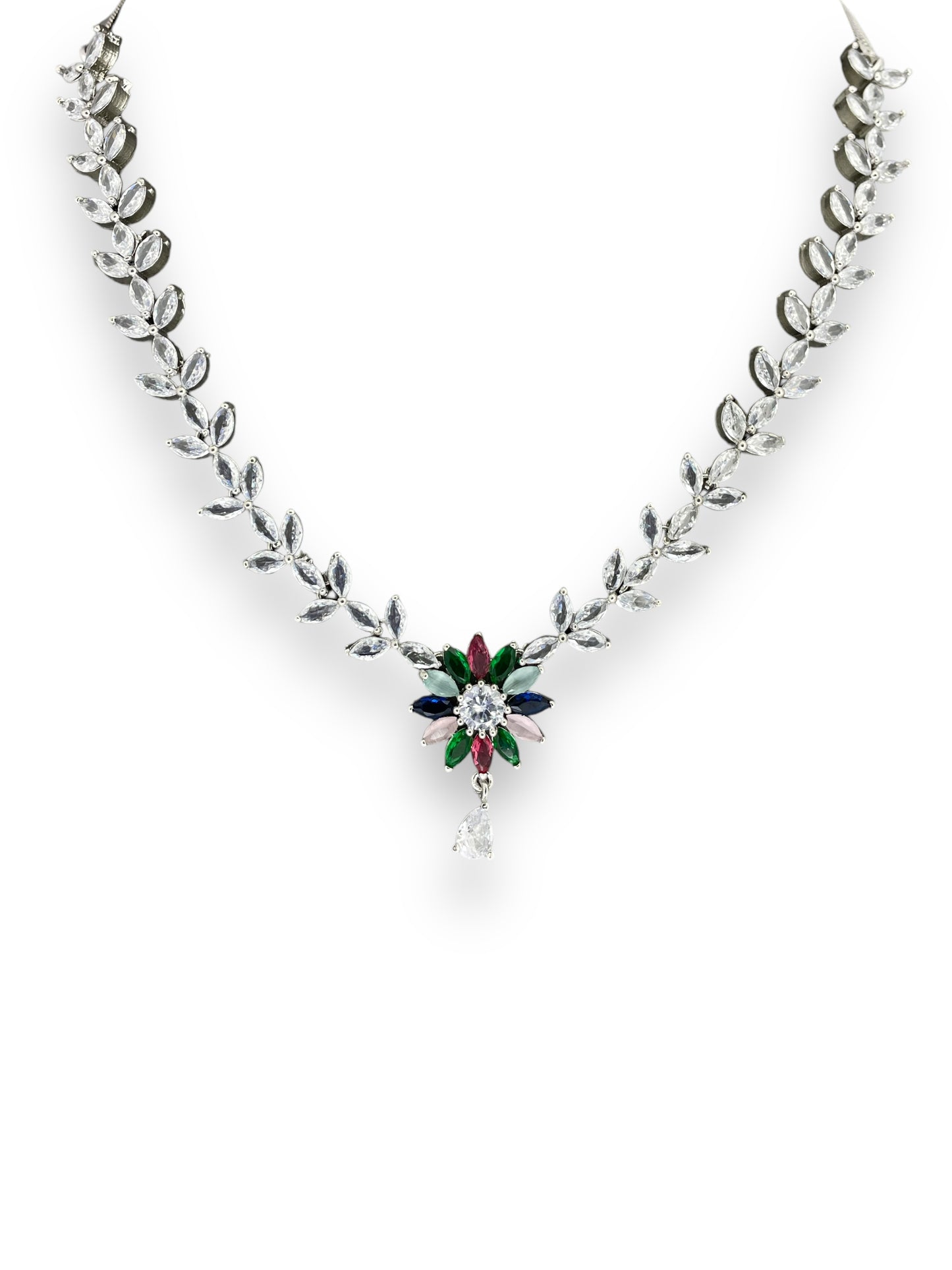 Zirconia Necklace with Coloured Stones